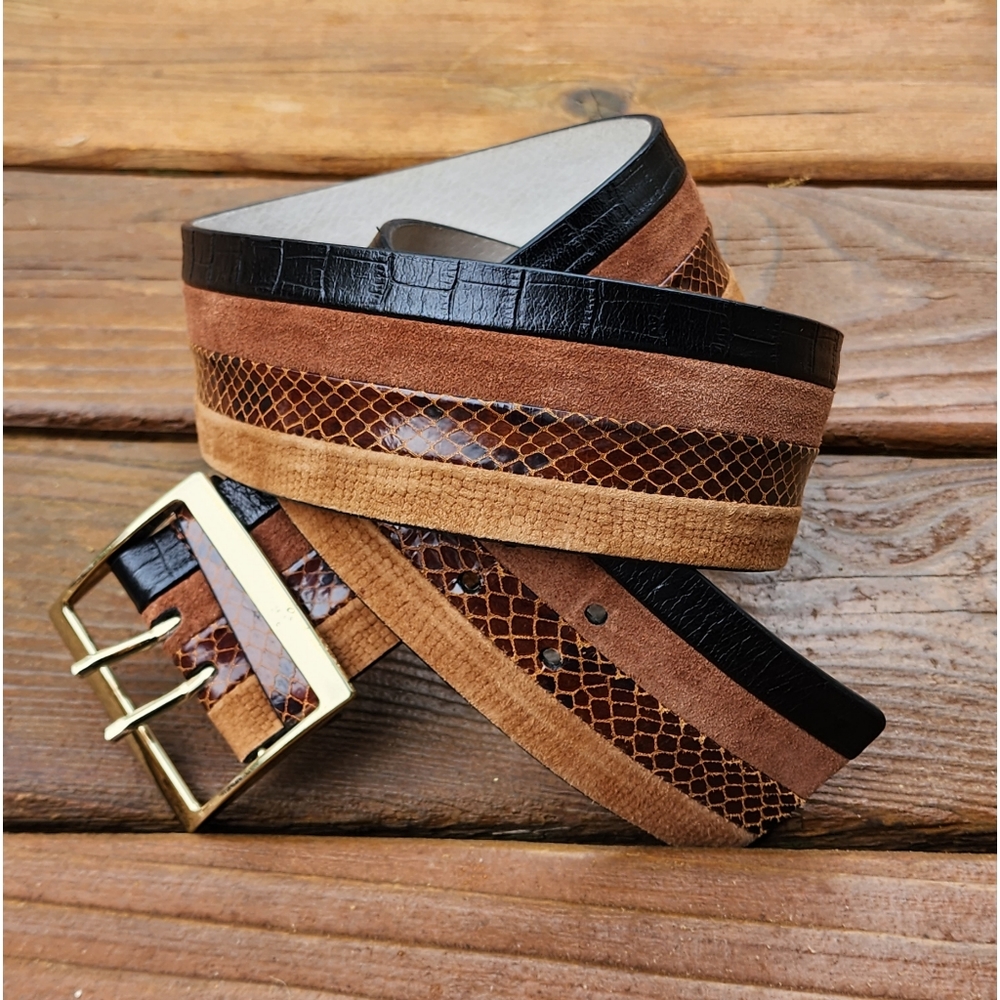 White House Black Market Leather Multi Media Wide Leather Belt XL